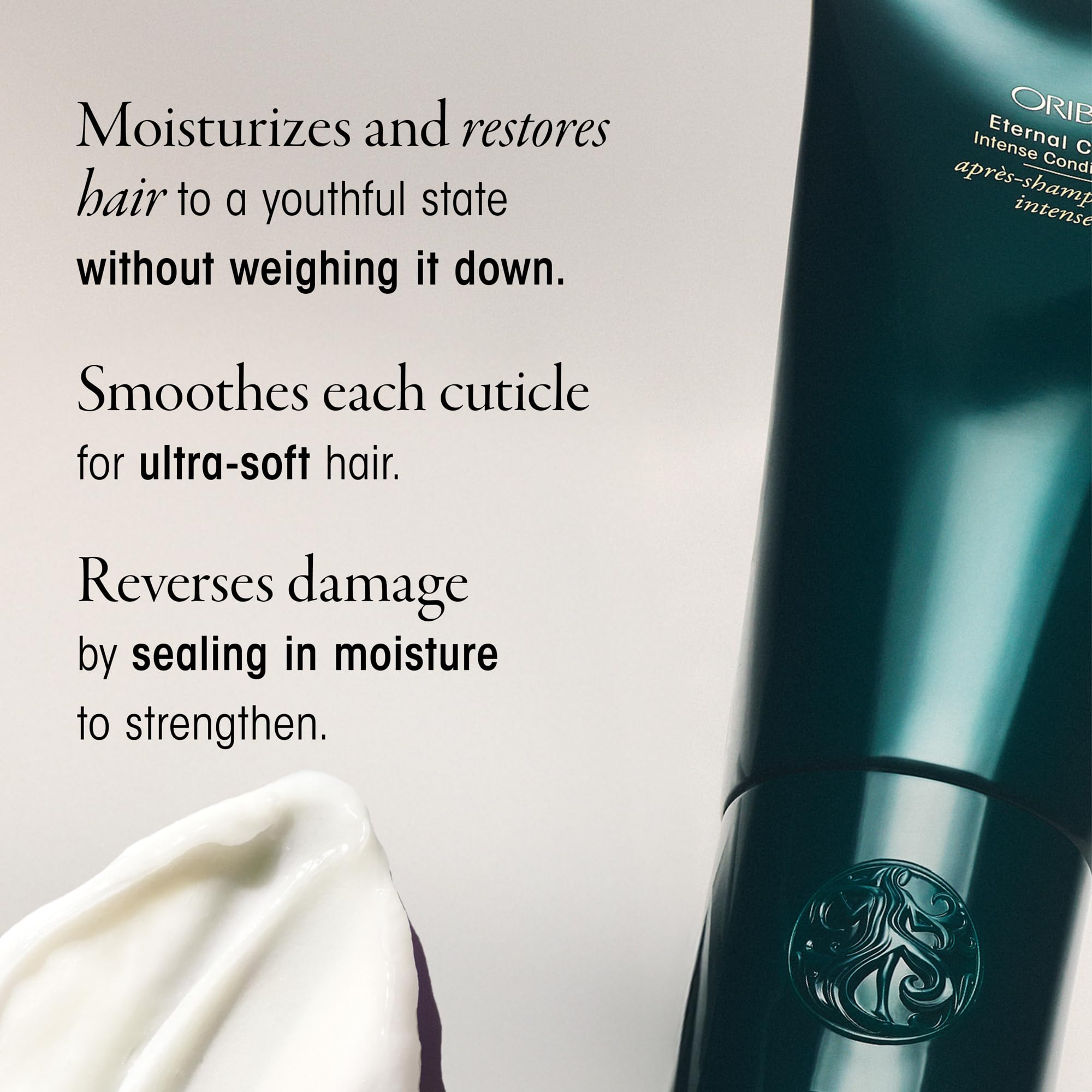 ORIBE applying conditioner in shower for smooth detangling benefit