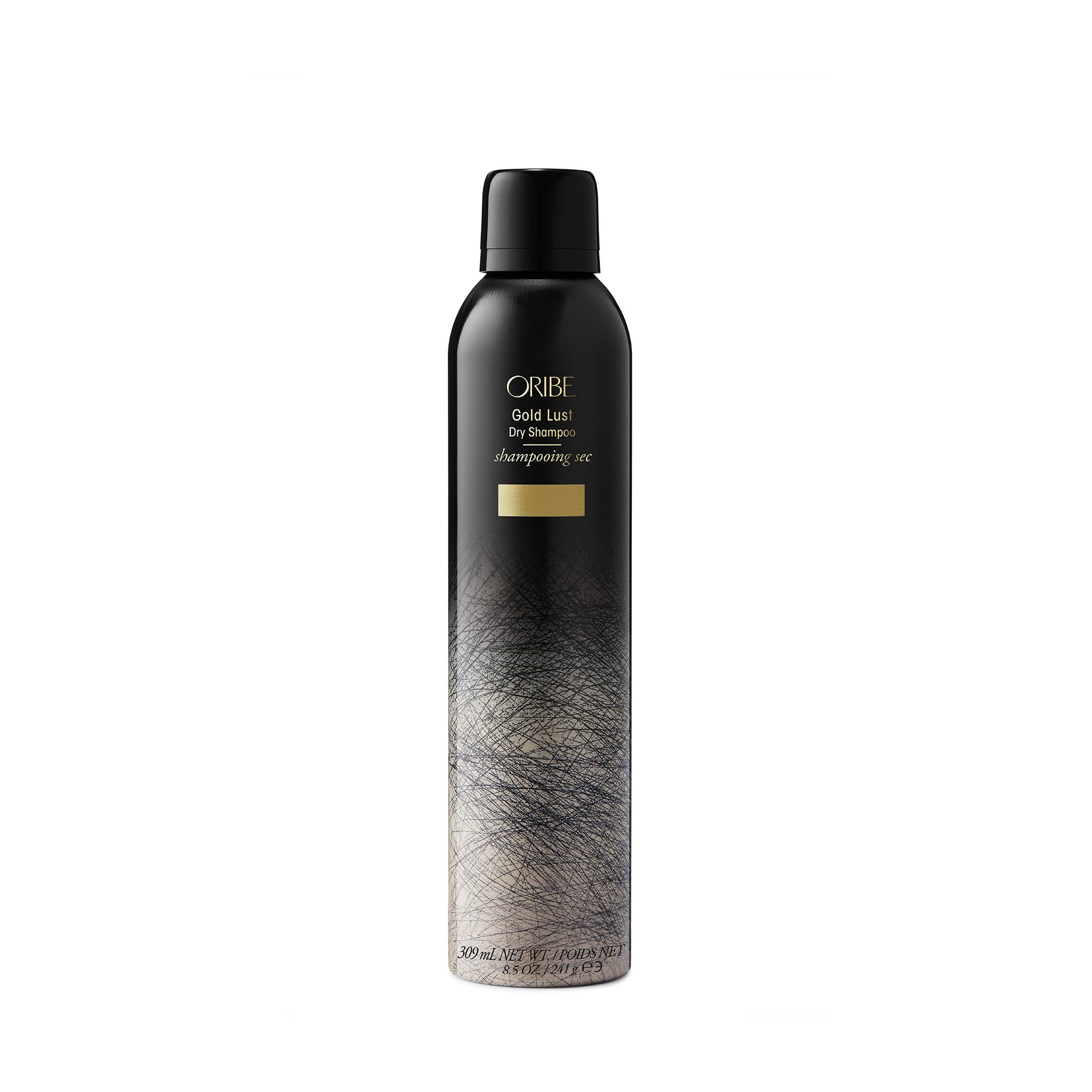 Oribe Gold Lust front packaging showing brand and sleek can benefits quick refresh
