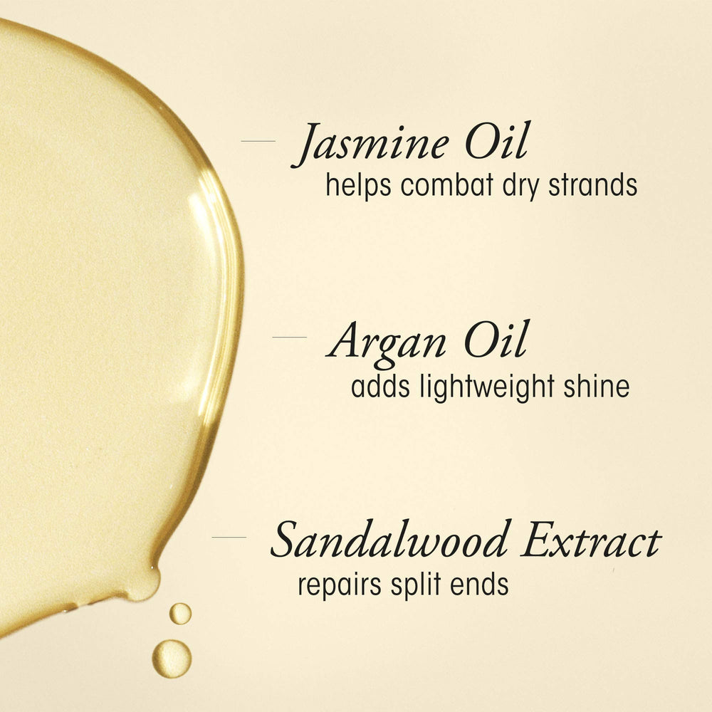 Argan and jasmine ingredients beside Oribe Gold Lust demonstrating nourishing benefits