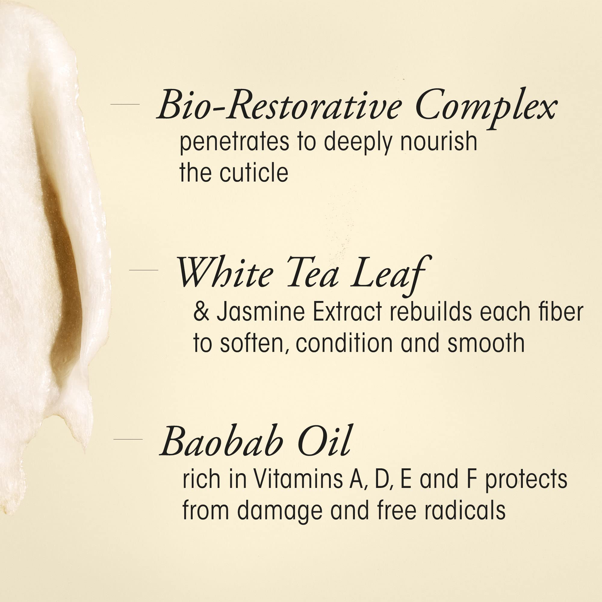 Oribe Gold Lust Mask close-up ingredient panel highlighting reparative actives