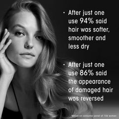Applying Oribe Gold Lust Mask to wet hair for deep nourishment and shine