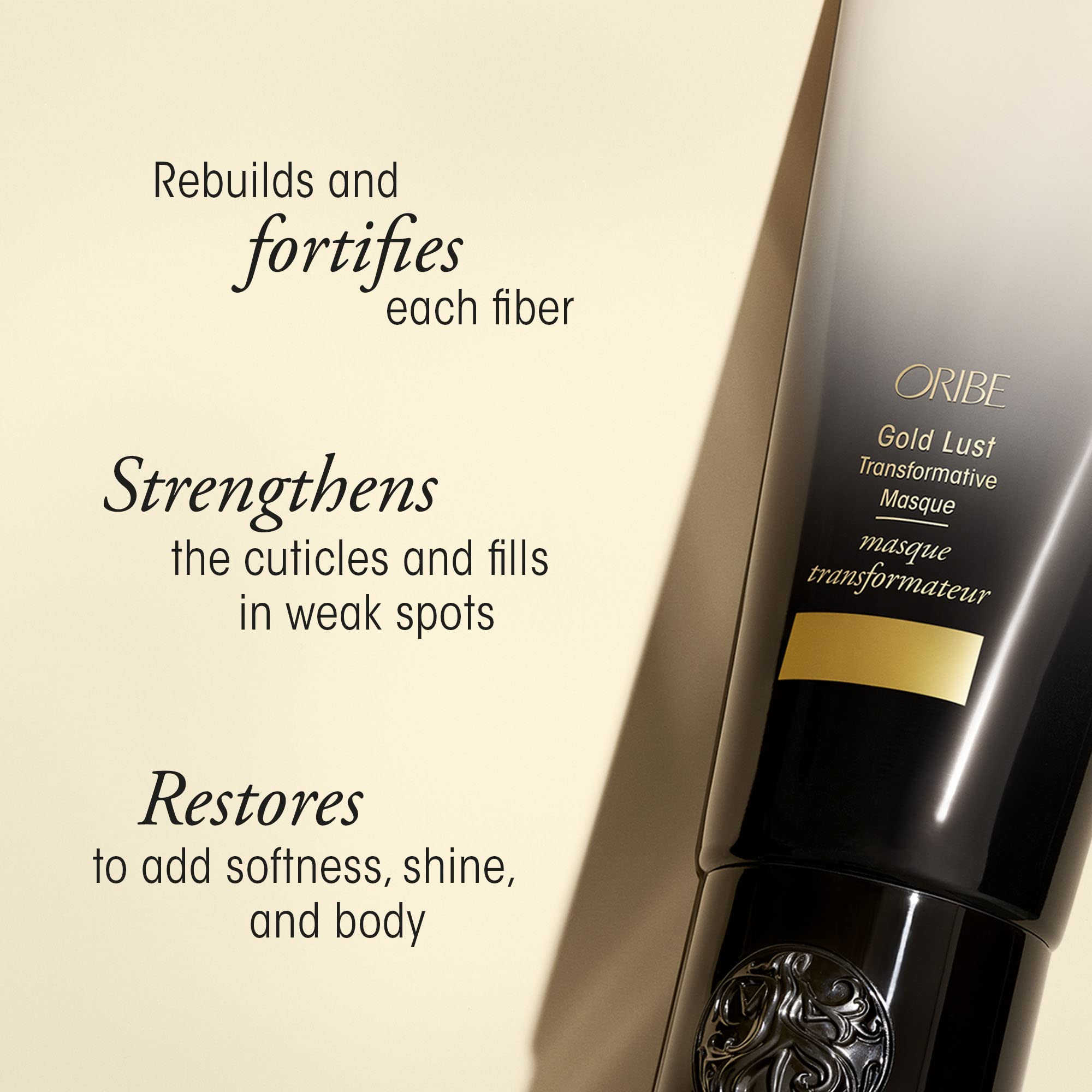 Oribe Gold Lust Mask open jar creamy texture illustrating rich conditioning