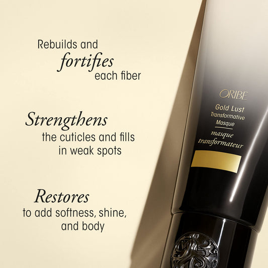 Oribe Gold Lust Mask open jar creamy texture illustrating rich conditioning