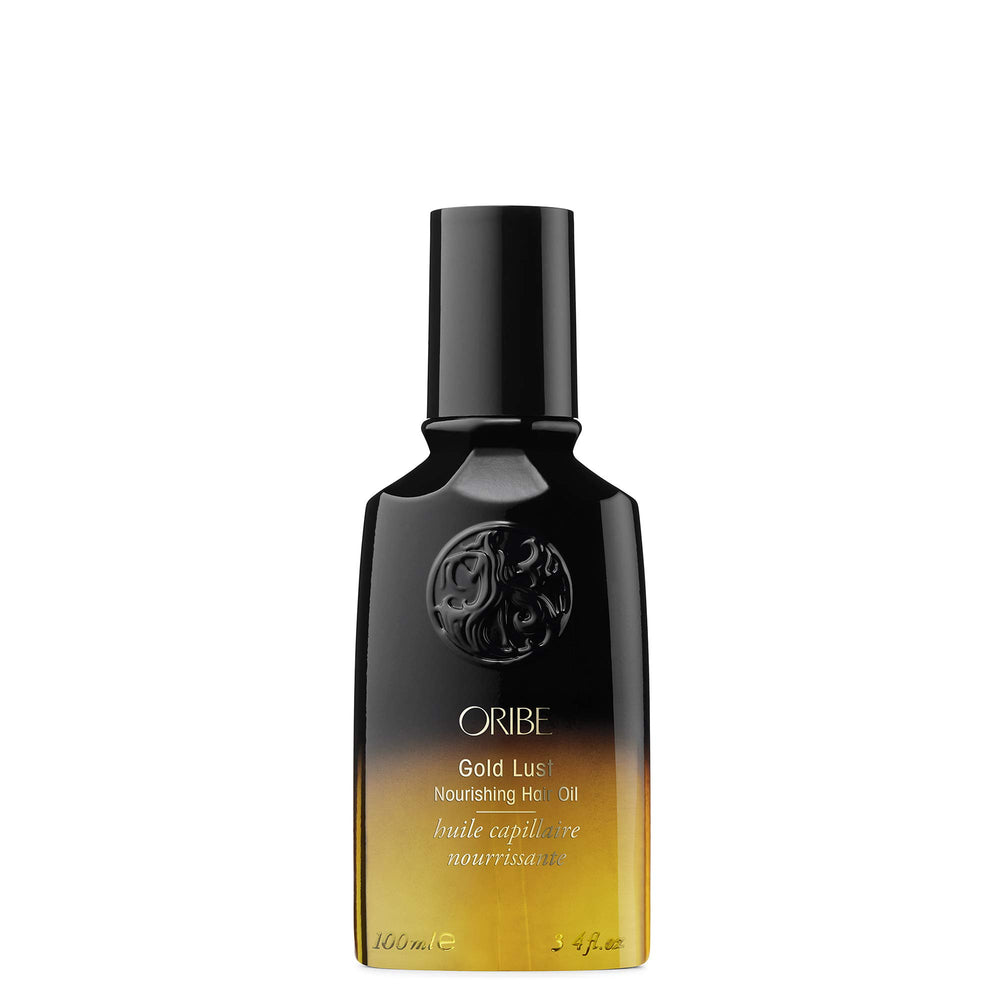 Oribe Gold Lust Oil front bottle showing premium packaging and glossy finish benefit
