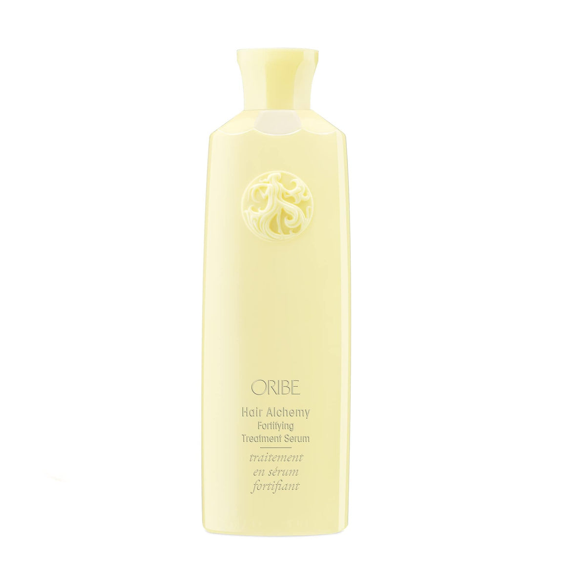 Oribe front packaging shows bottle and branding, communicates luxury hydration benefit