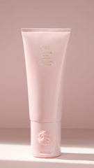 Oribe product label close-up highlighting ingredients and cruelty-free vegan benefits