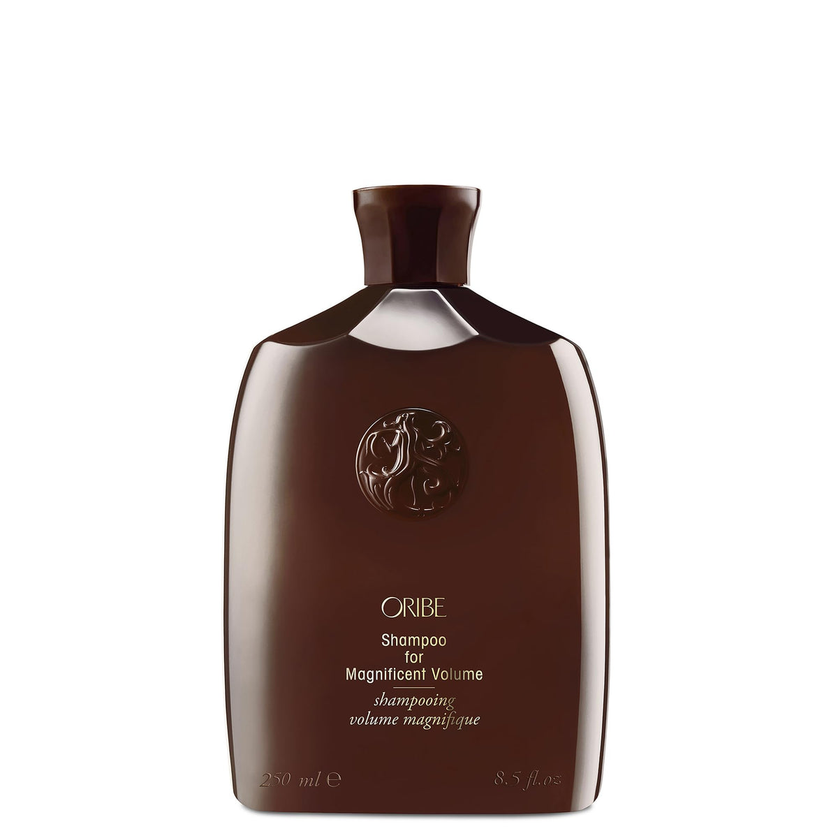Oribe front bottle showing elegant label and volume benefits