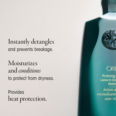 Oribe Priming Lotion ingredient display with cupuaçu and mango butters for moisture