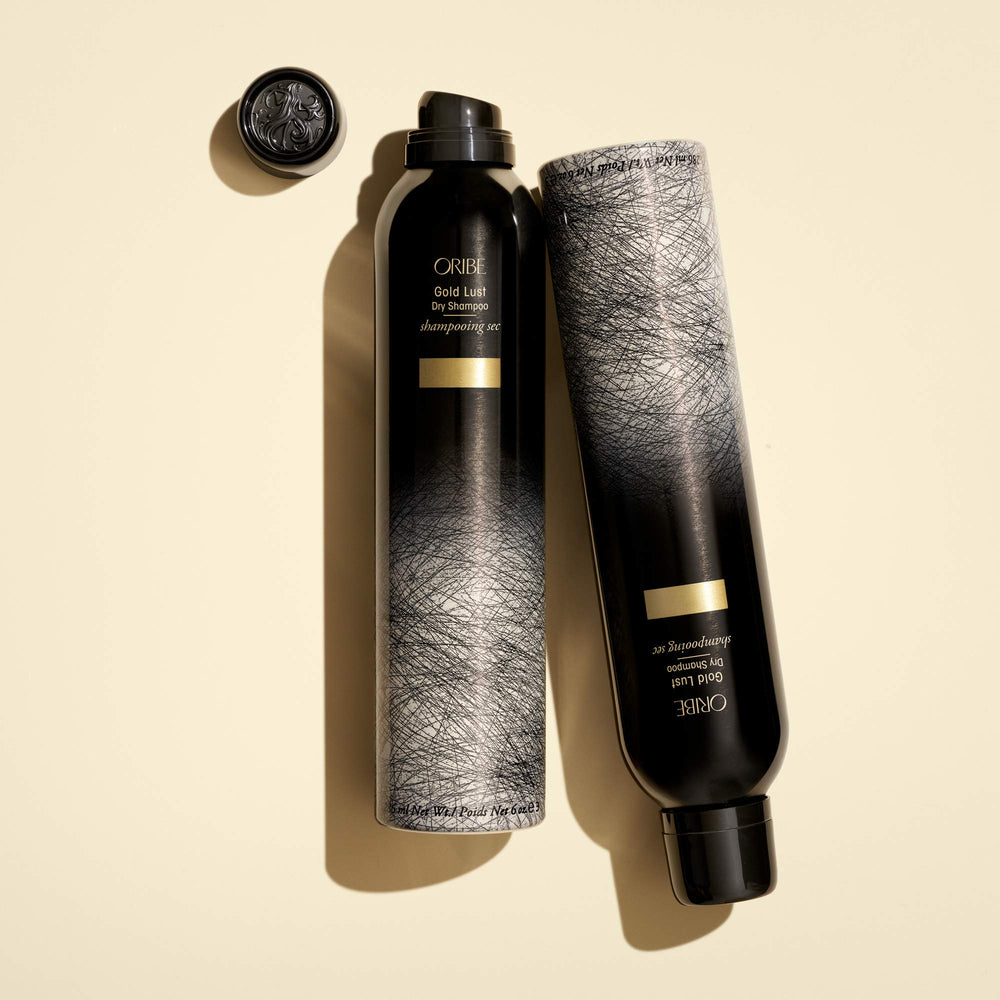 Oribe product on bathroom shelf in lifestyle scene highlighting salon-quality care