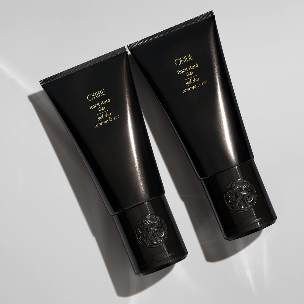 Oribe rock hard gel in use creating defined spikes with long-lasting hold