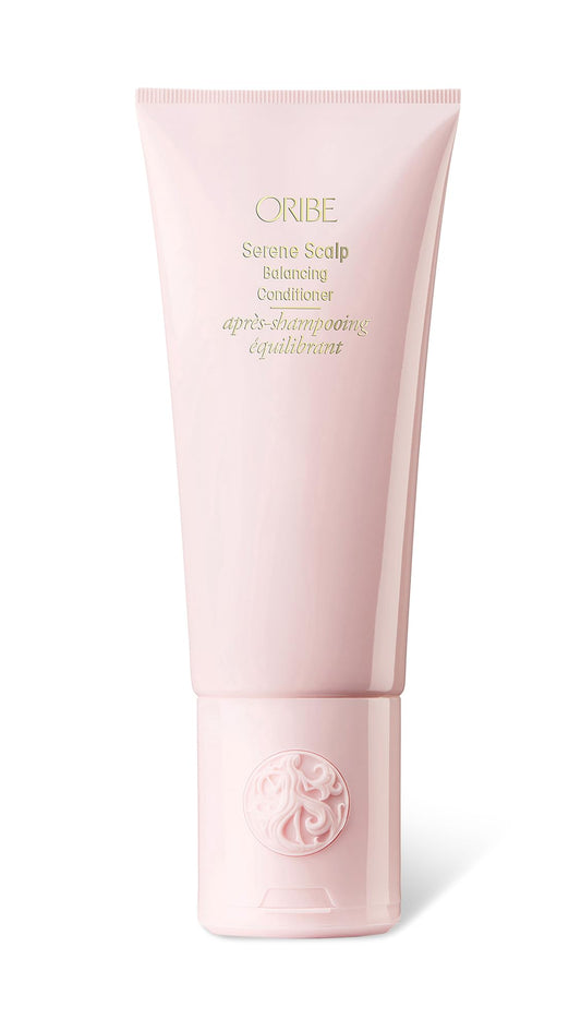 Oribe Serene Scalp Balancing Conditioner front view showing elegant bottle and branding benefits