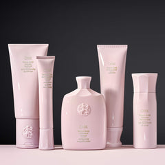 Oribe shampoo in shower setting showing calm, flake-free scalp