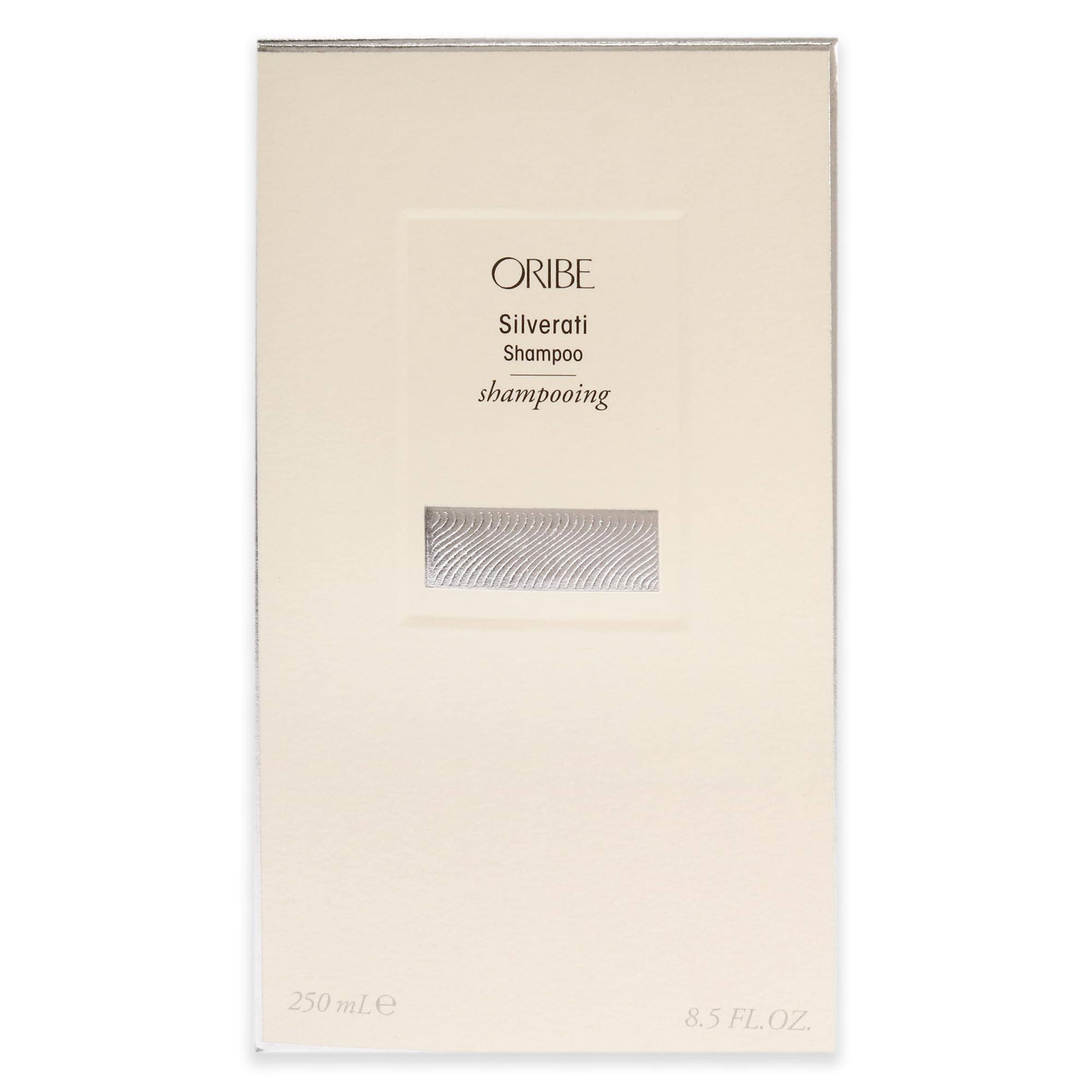 Oribe Silverati label close-up showing ingredient callouts and benefits