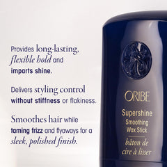 Oribe Supershine application at hairline taming flyaways and adding subtle shine