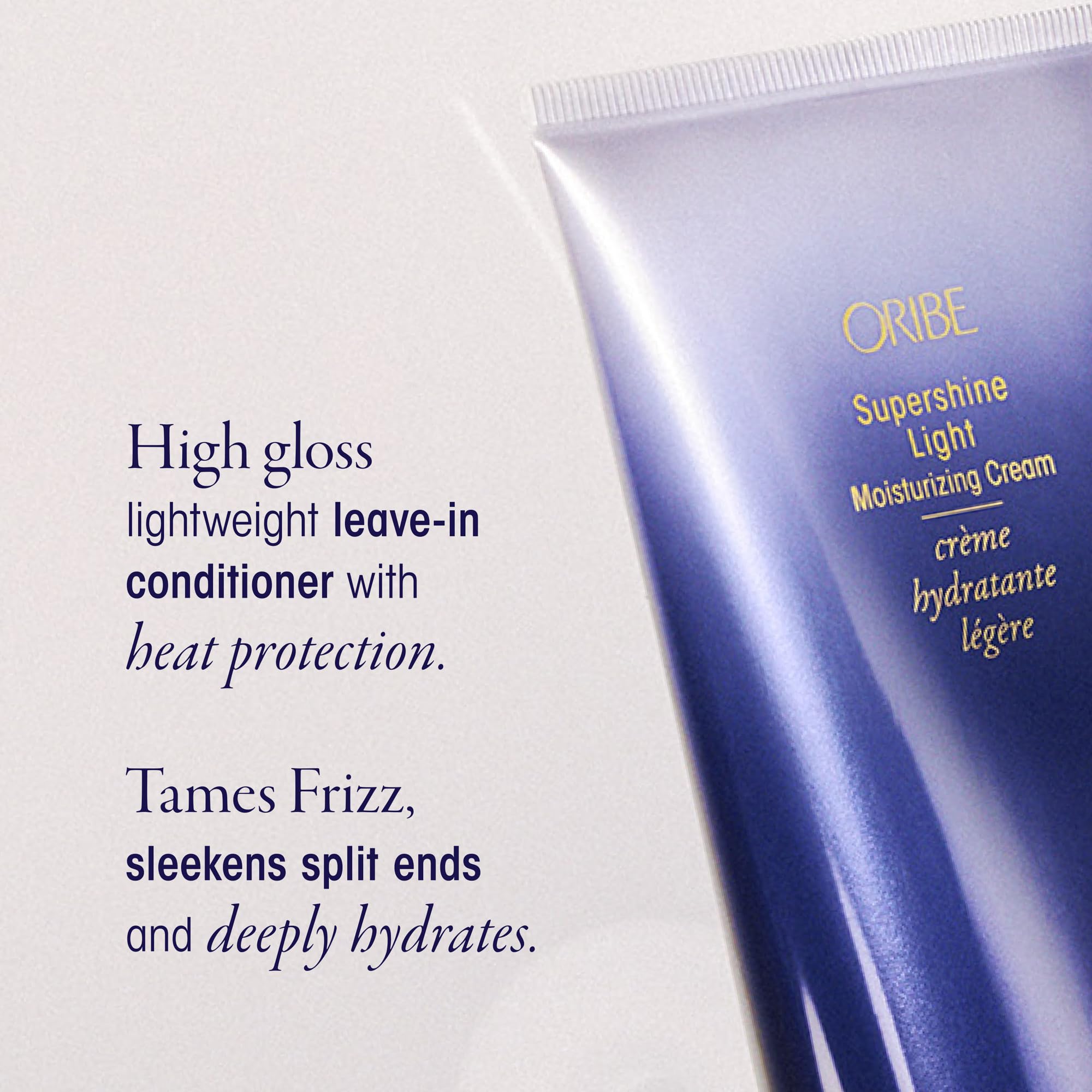 Oribe Supershine Light creamy texture close-up illustrating lightweight hydration