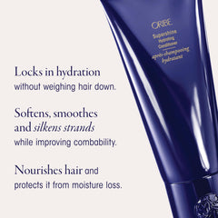 ORIBE moisturizing cream dispensed on fingers for smoothing benefit