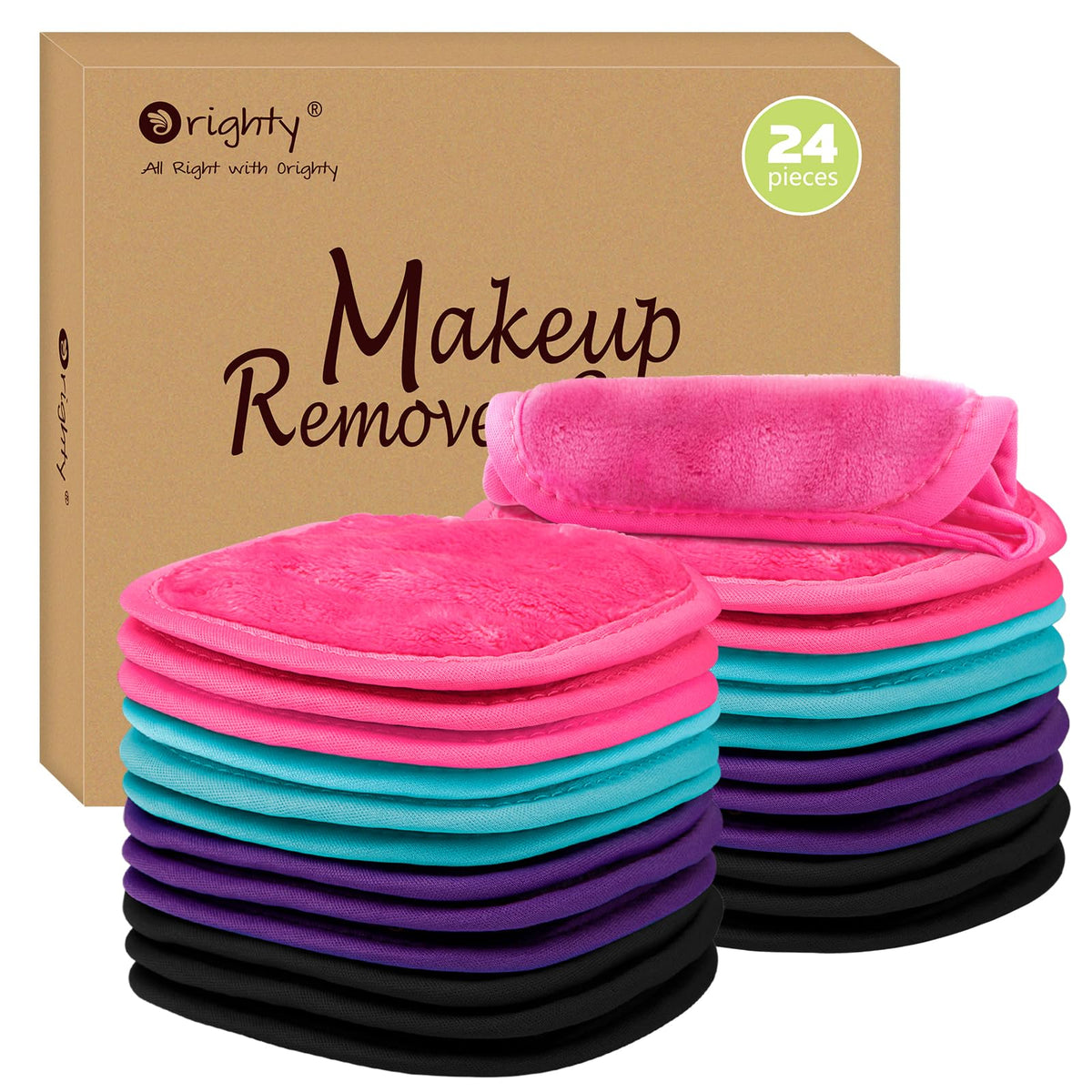Orighty front packaging showing 24 reusable cloths and benefits