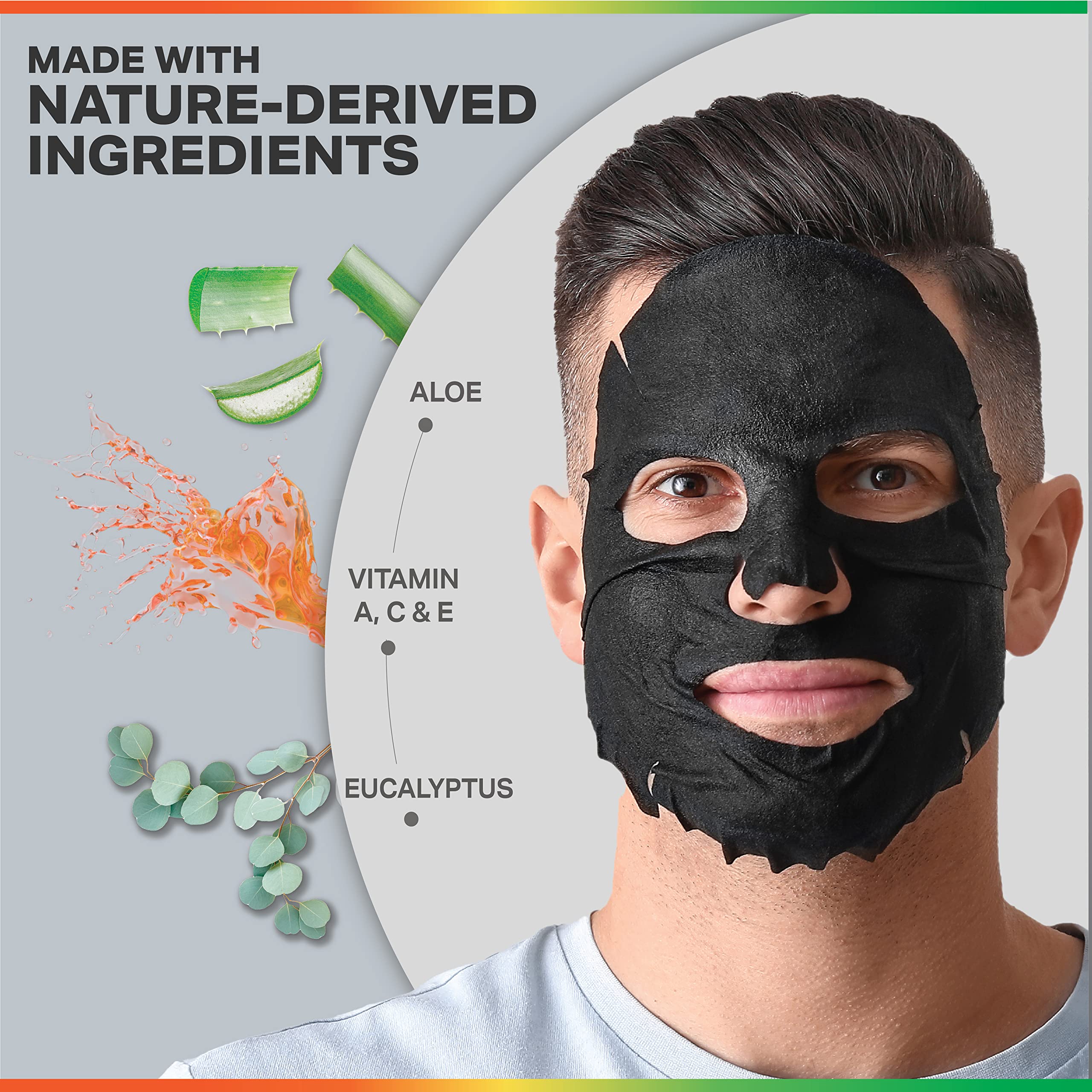 Bearded man applying an XL mask demonstrating fit and easy application benefit