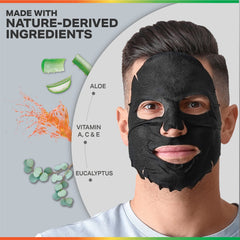 Bearded man applying an XL mask demonstrating fit and easy application benefit