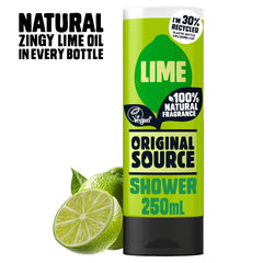 Original Source bottle on shower shelf with water drops benefit: refreshing in-shower use