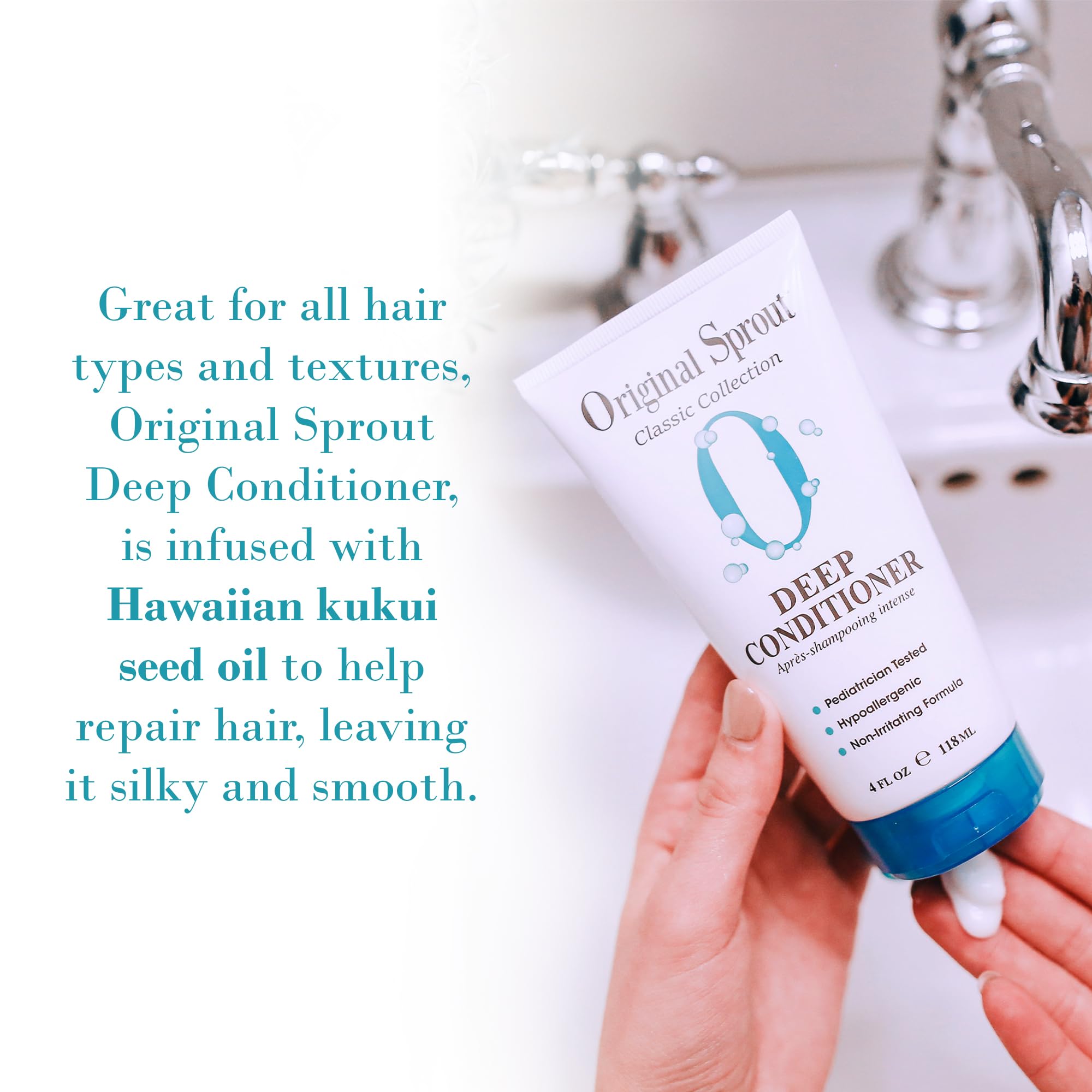 Original Sprout applied to wet hair demonstrating detangling benefit