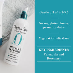 Original Sprout spray mist in air showing lightweight texture for tangle-free hair