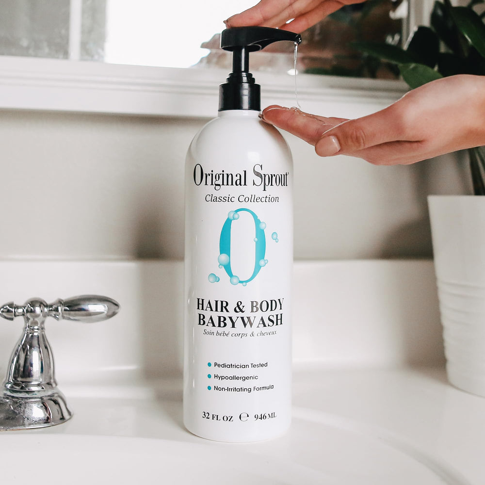 Original Sprout bottle pump dispensing wash texture for easy rinse and lather