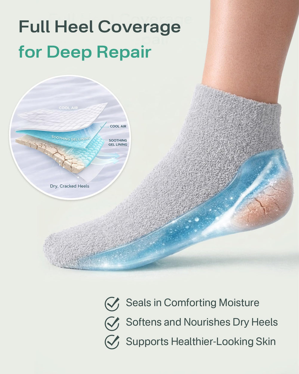 Originbuty socks on feet in bed for overnight hydration benefit