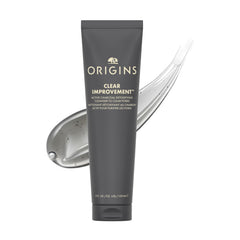 Origins front packaging showing bottle and label for quick identification and benefit
