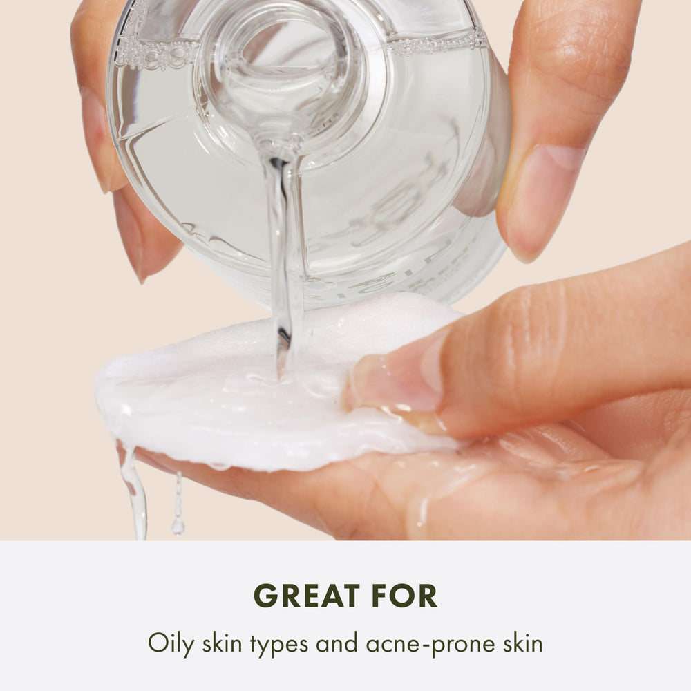 Origins toner pouring texture demonstrating lightweight, non-greasy finish