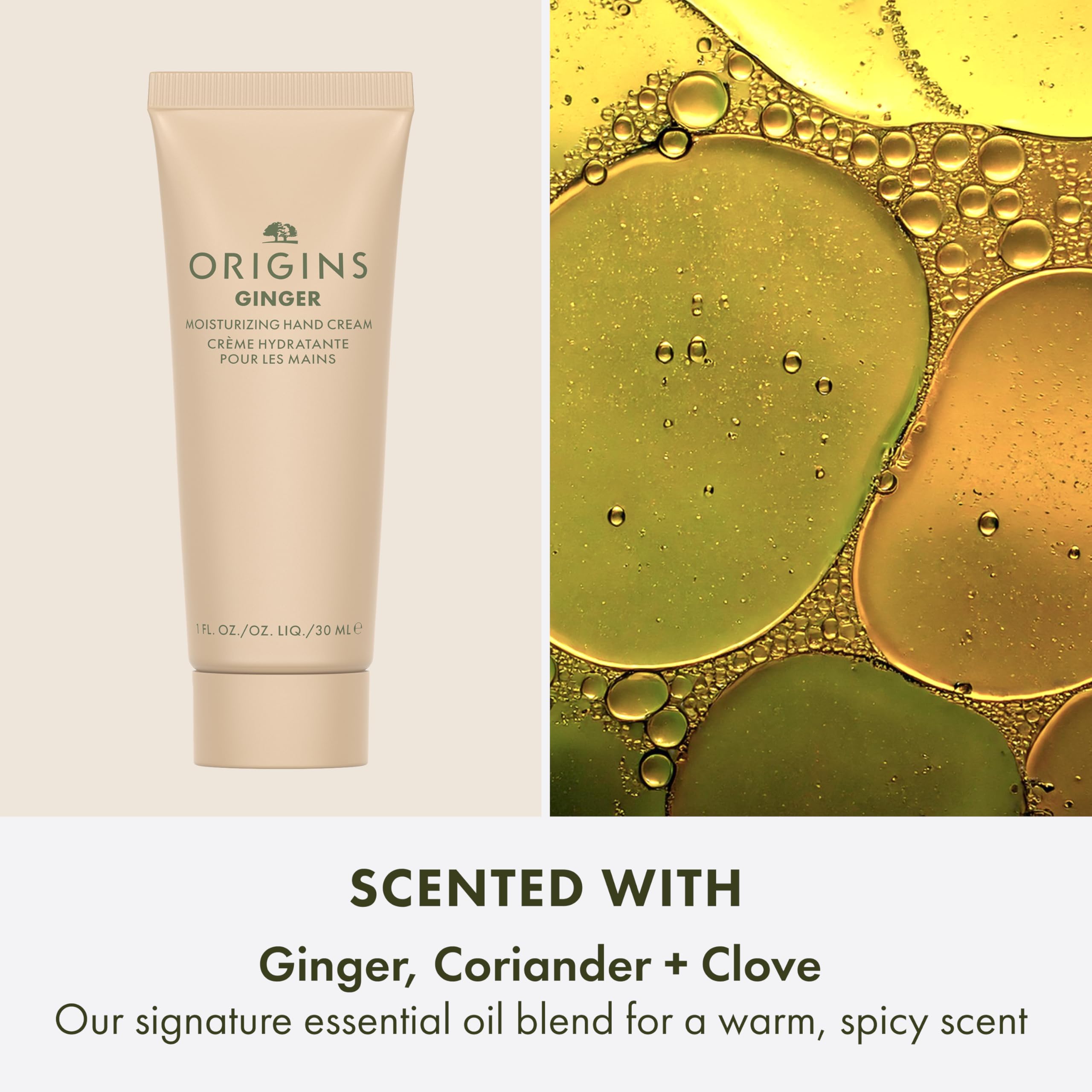 Origins Crisp Citrus tube held in hand demonstrating travel-ready size and quick absorption benefit