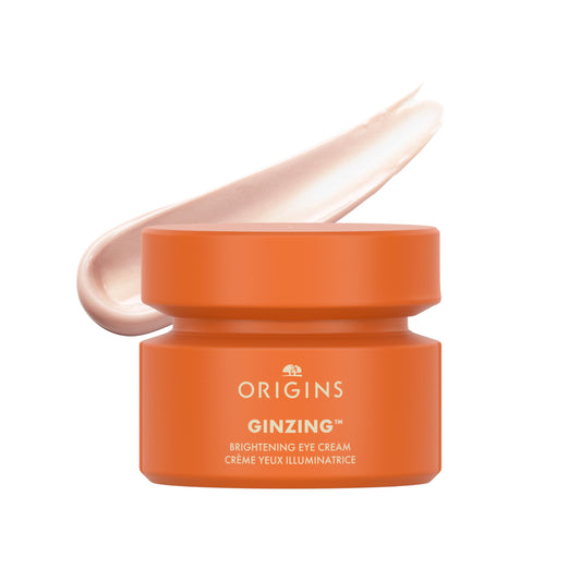 Origins GinZing cool jar front view showing compact travel-friendly packaging and brightening benefit