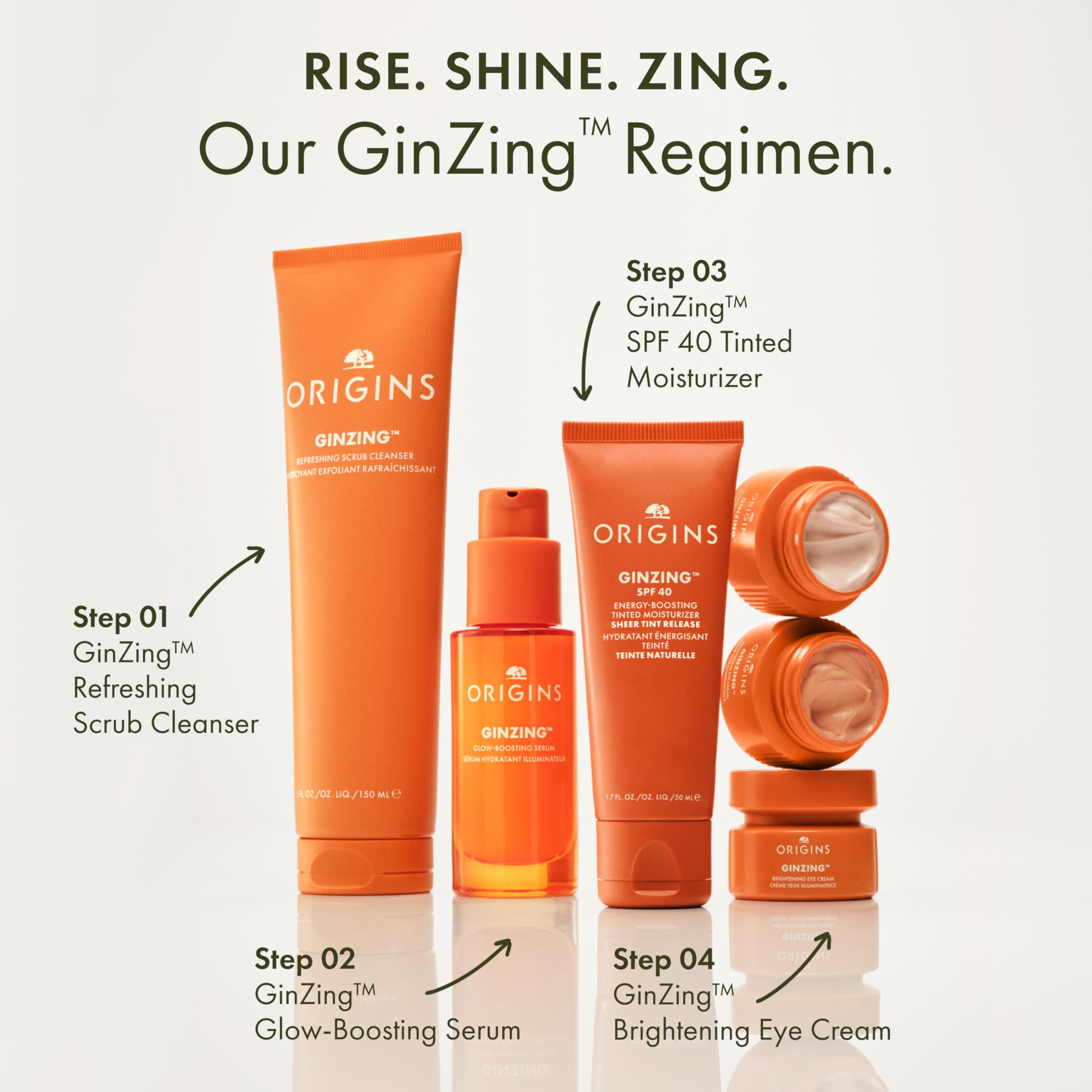 Origins GinZing tube label detail highlighting recycled content packaging