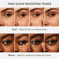Origins GinZing label close-up showing ingredient highlights and vegan, ophthalmologist-tested benefit
