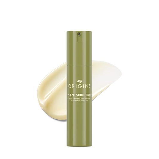 Origins Plantscription front packaging showing bottle and brand for clear identification and trust