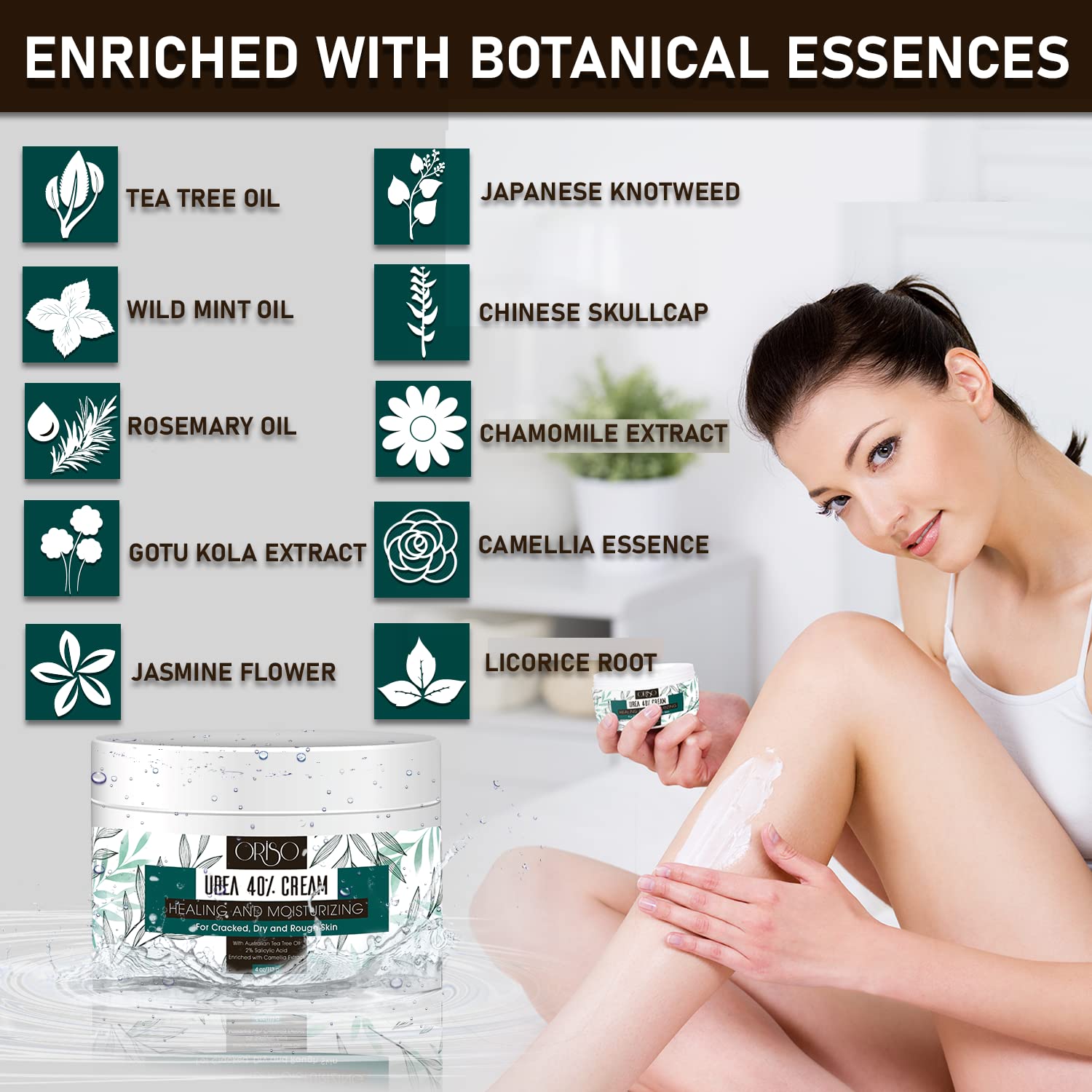 ORISO urea cream in bathroom scene for nightly foot care routine