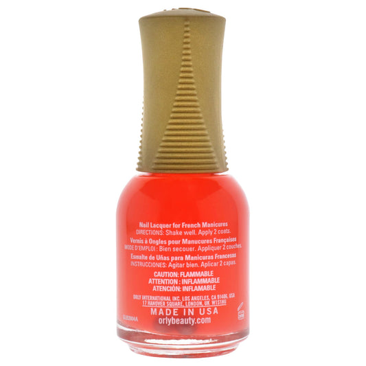 Orly Bare Rose brush stroke close-up showing smooth coverage benefit: streak-free application