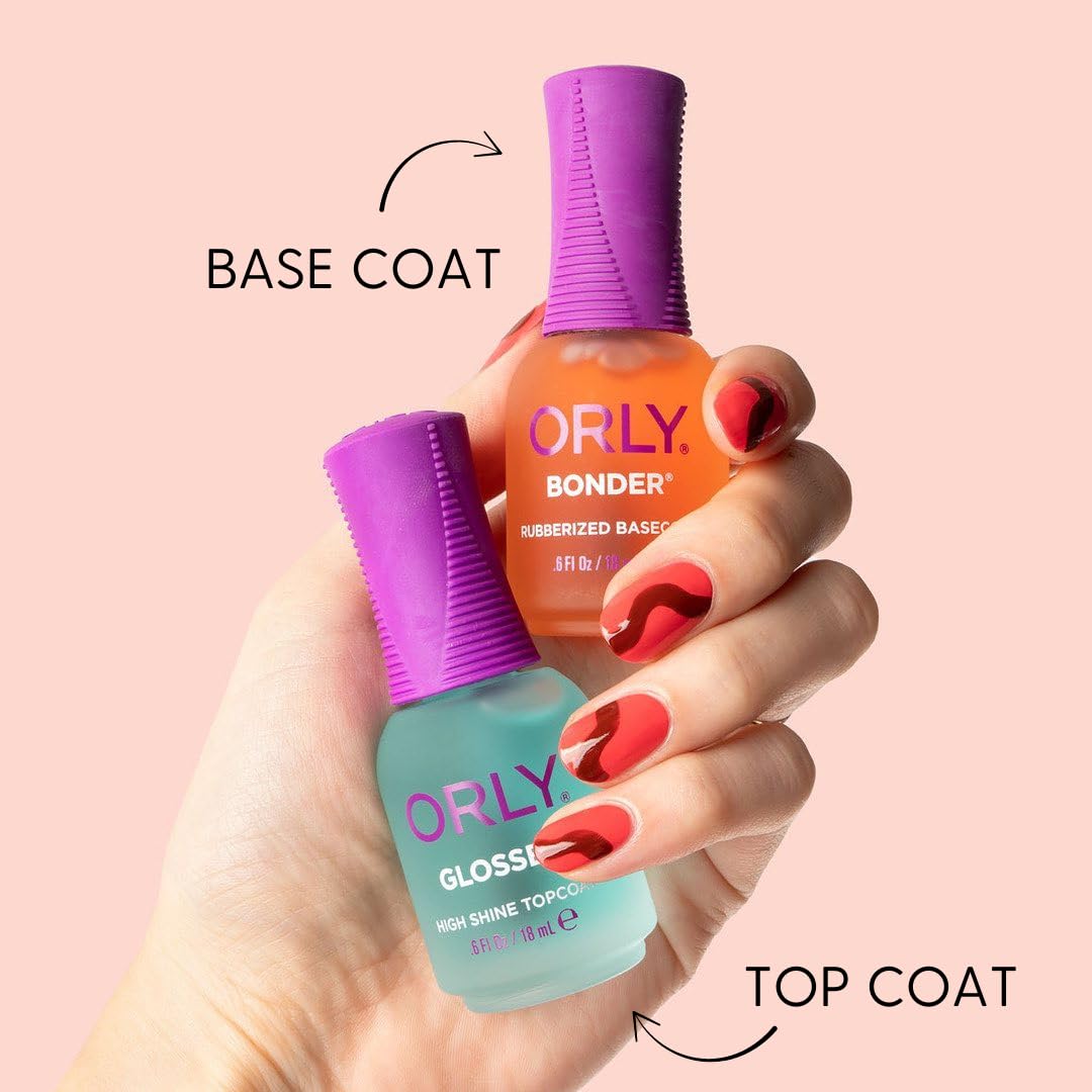Close-up of Orly Bonder rubberized texture highlighting flexible adhesion benefits