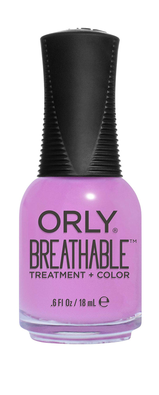 Orly bottle front view showing TLC bright orchid creme and product benefits