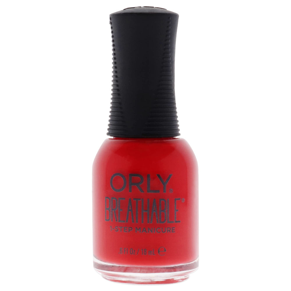 Orly bottle front view showing Cherry Bomb color and easy use benefit