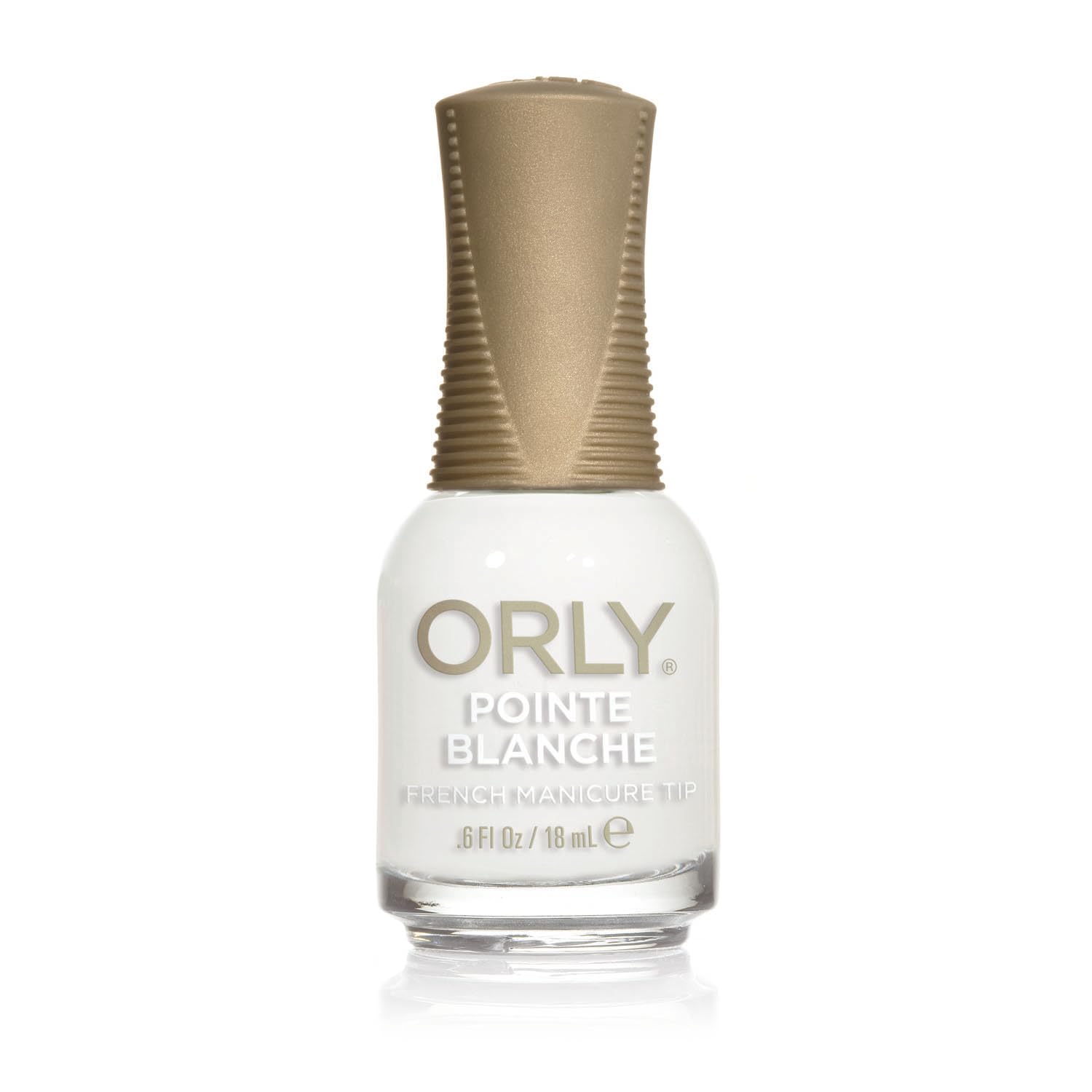 Orly bottle front view showing French Man Point Blanche and polish color benefit