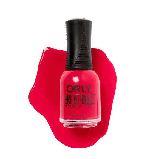 Orly bottle front packaging showing true-red creme and applicator benefit