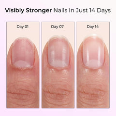 Orly Nailtrition sheer pink swatch on nails for brightened natural look