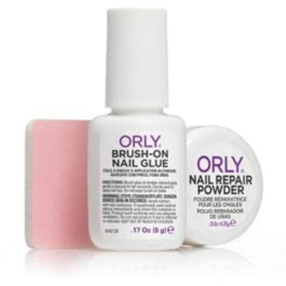 Orly kit being used to fix a cracked nail, showing quick on-the-go repair