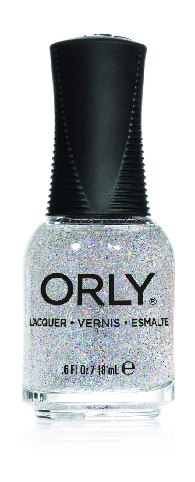 Orly bottle front view showing Shine On Crazy Diamond polish and glossy glitter finish
