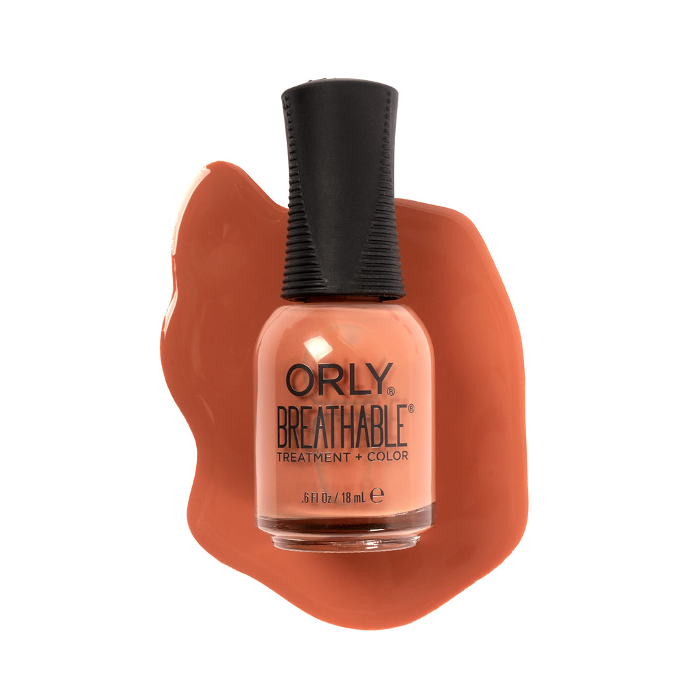 Orly Sunkissed front bottle showing soft terracotta polish and brand.
