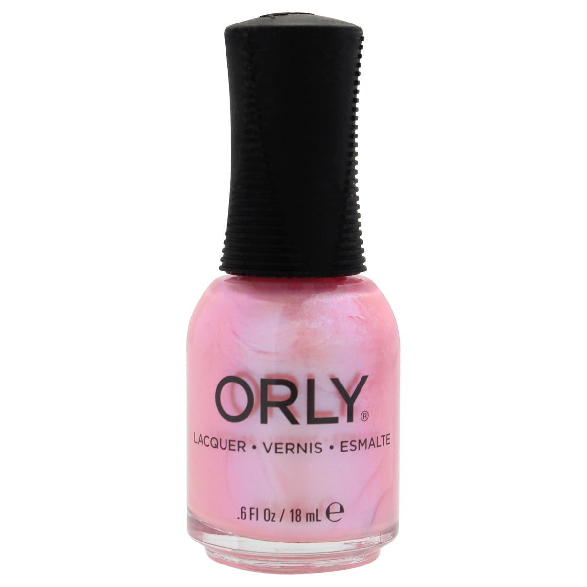 Orly Wistful Water Lily front bottle showing label and light pink pearl shimmer benefit