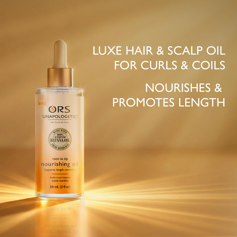 ORS oil being massaged into scalp demonstrating balanced scalp nourishment