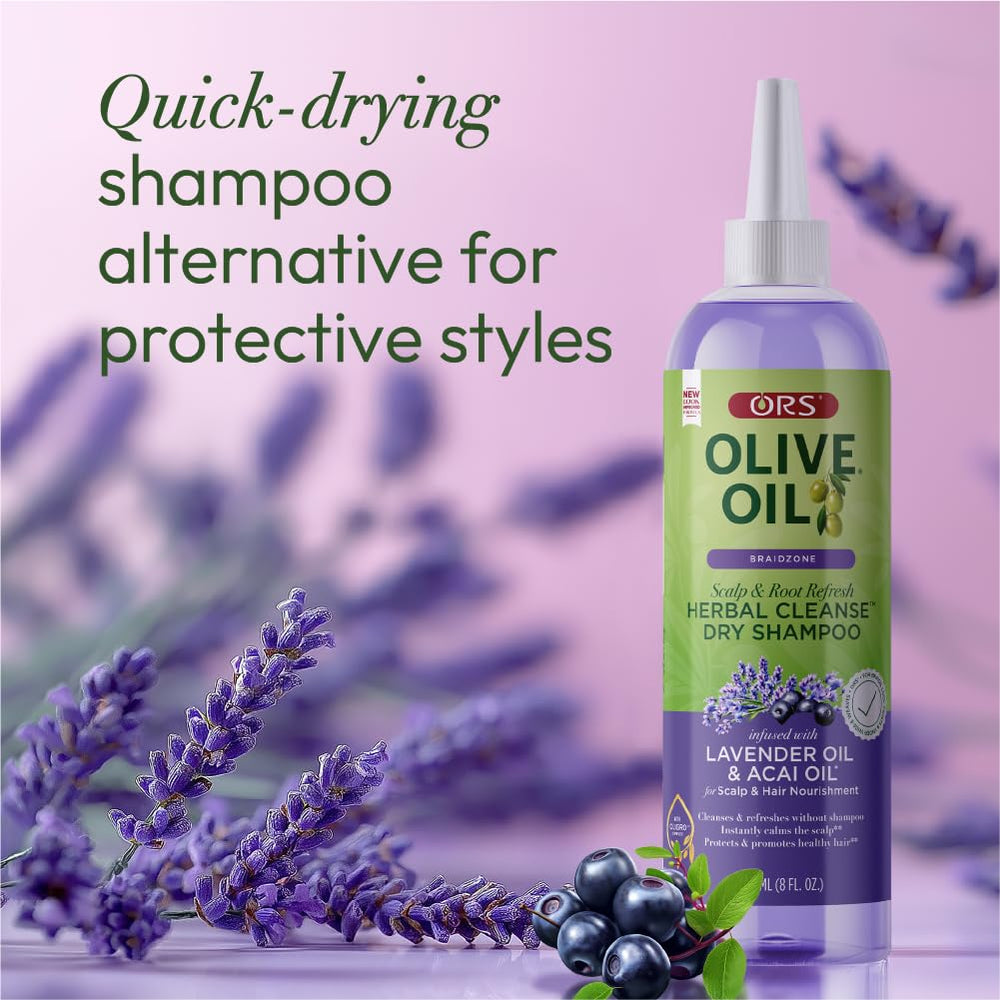ORS texture shot with lavender and acai oil drop for nourishment
