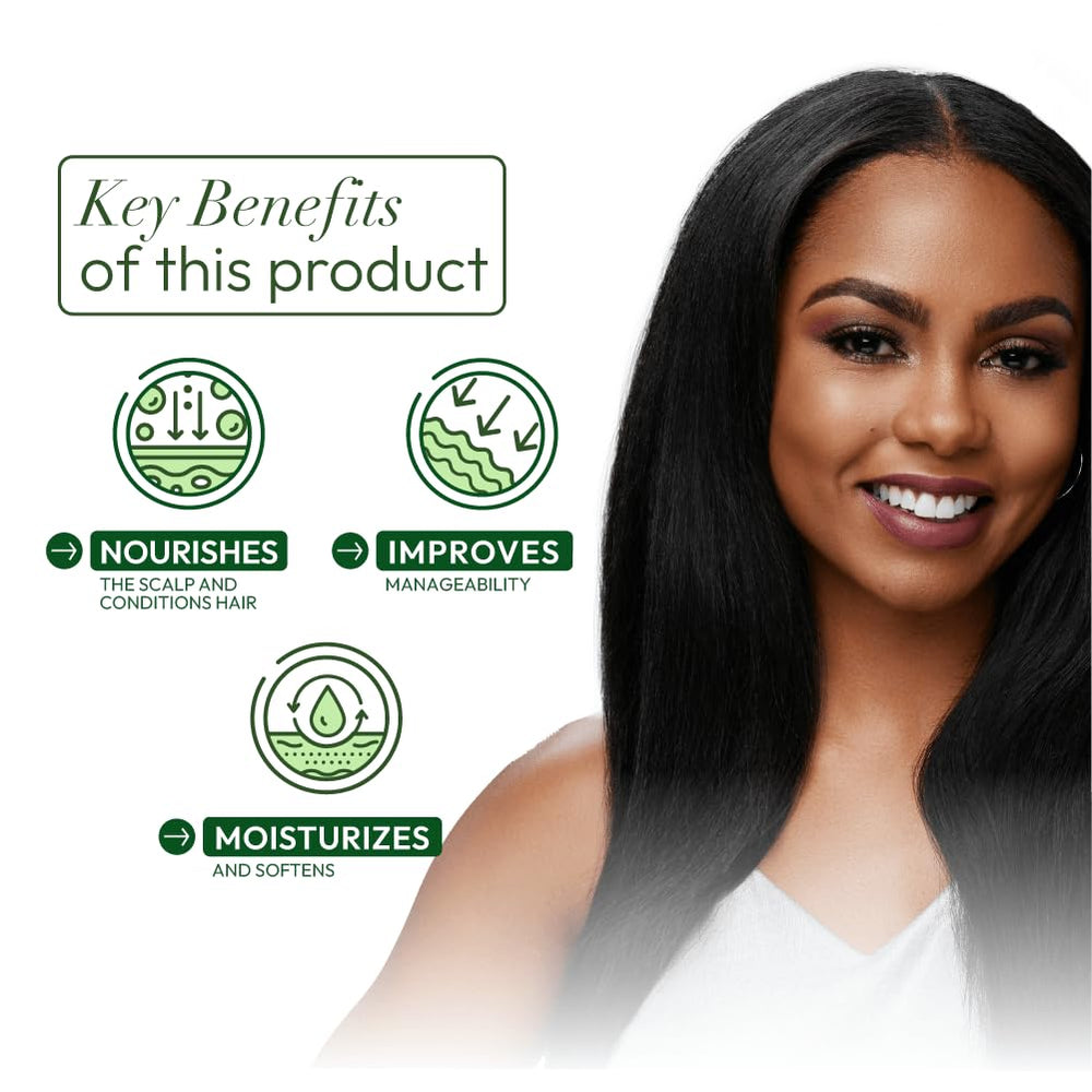 ORS coconut oil hairdress being applied on hands for smooth distribution and controlled use